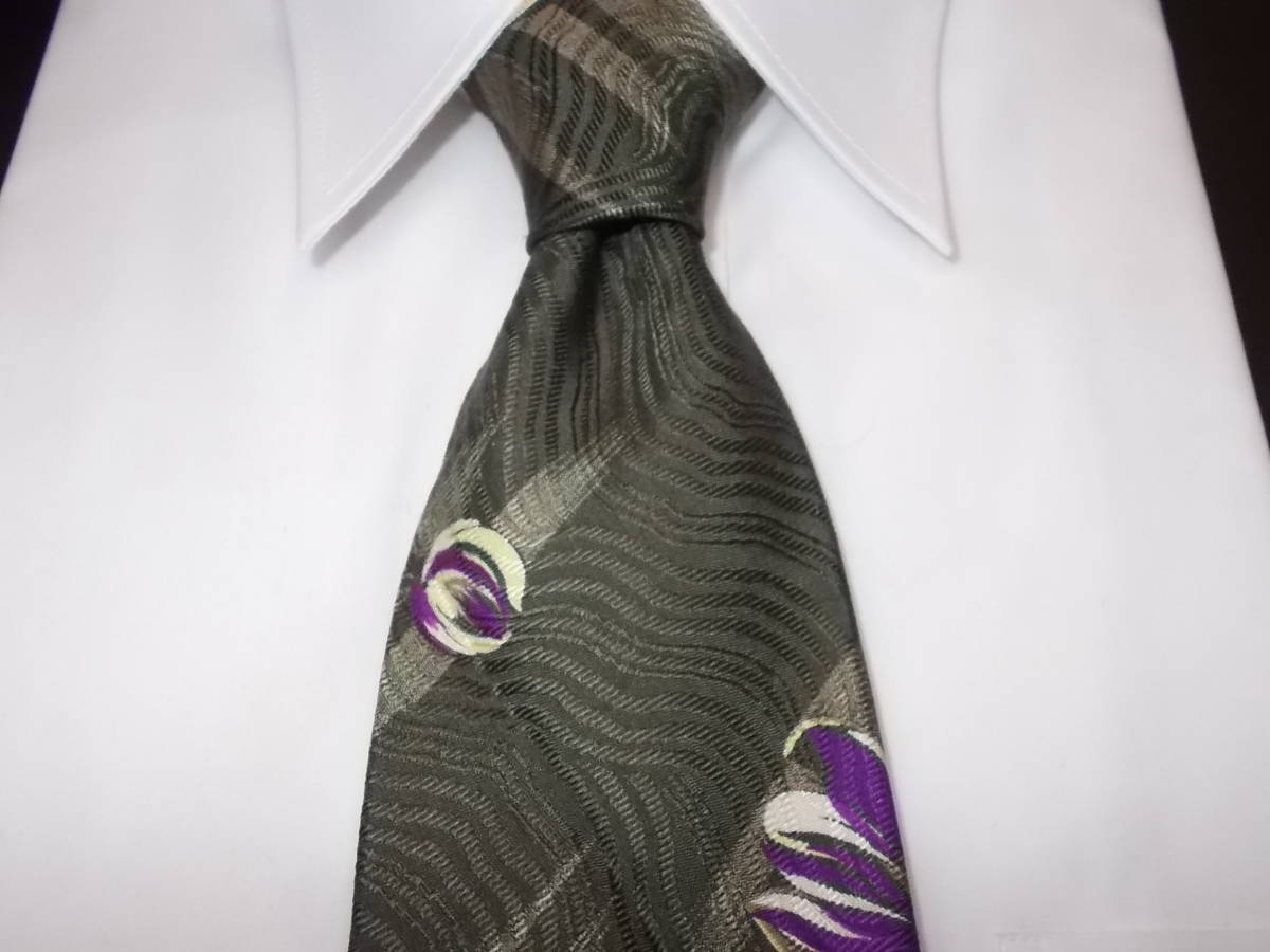 a49◆新品 FENDI ROMAネクタイ◆シルク100%タグ付未使用品イタリア製フローラルフェンディネクタイ4L拍卖