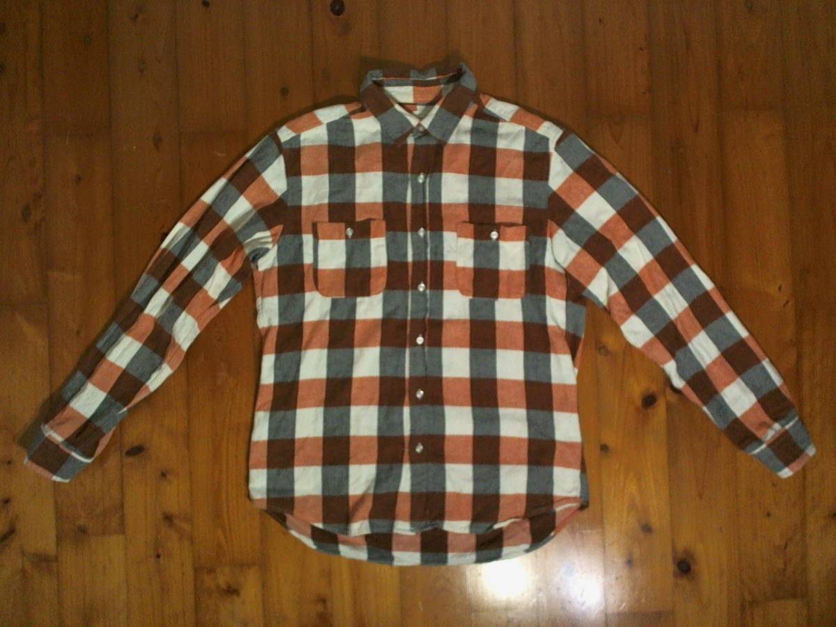 ☆ジーユー【GU】長袖ネルシャツ フランネル M 白 茶 グレー こげ茶 拍卖