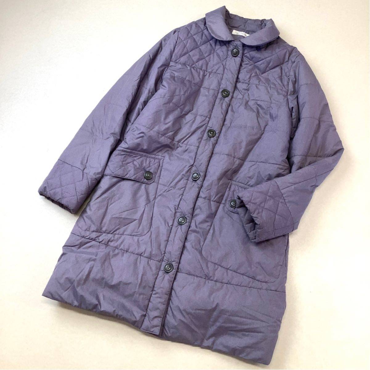 良品 golden bear ゴールデンベア 今期トレンドカラー キルティングコート ポリダウンコート レディース Mサイズ パープル ロングコート拍卖