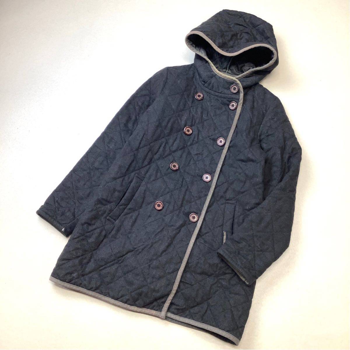 【抜群なシルエット】イングランド製 LAVENHAM ラベンハム キルティングコート 中綿 キルティングジャケット レディース 36 S グレー拍卖