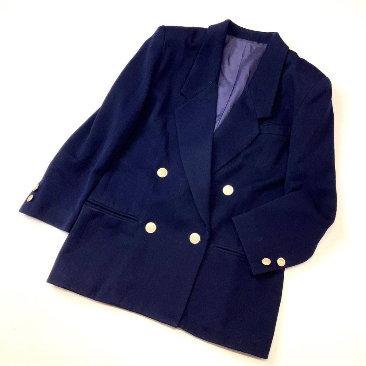 MAX MARA マックスマーラ ビンテージ 金ボタン 紺ブレザー ダブルジャケット レディース 9AR M ネイビー ゴールドボタン拍卖