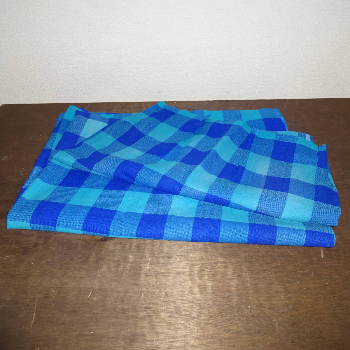 レトロカーテン レトロポップ系チェック柄 巾194cm丈134cm ハンドメイドカーテン拍卖