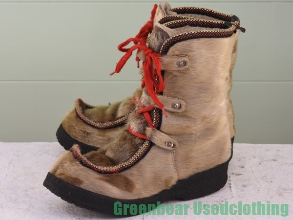 U003◆ビンテージ エスキモーブーツ 良い味 アザラシ革 カワイイ レディース 24cmくらい拍卖