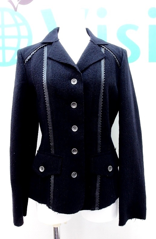 iBLUES イブルース レザートリム ウールジャケット I40 黒拍卖