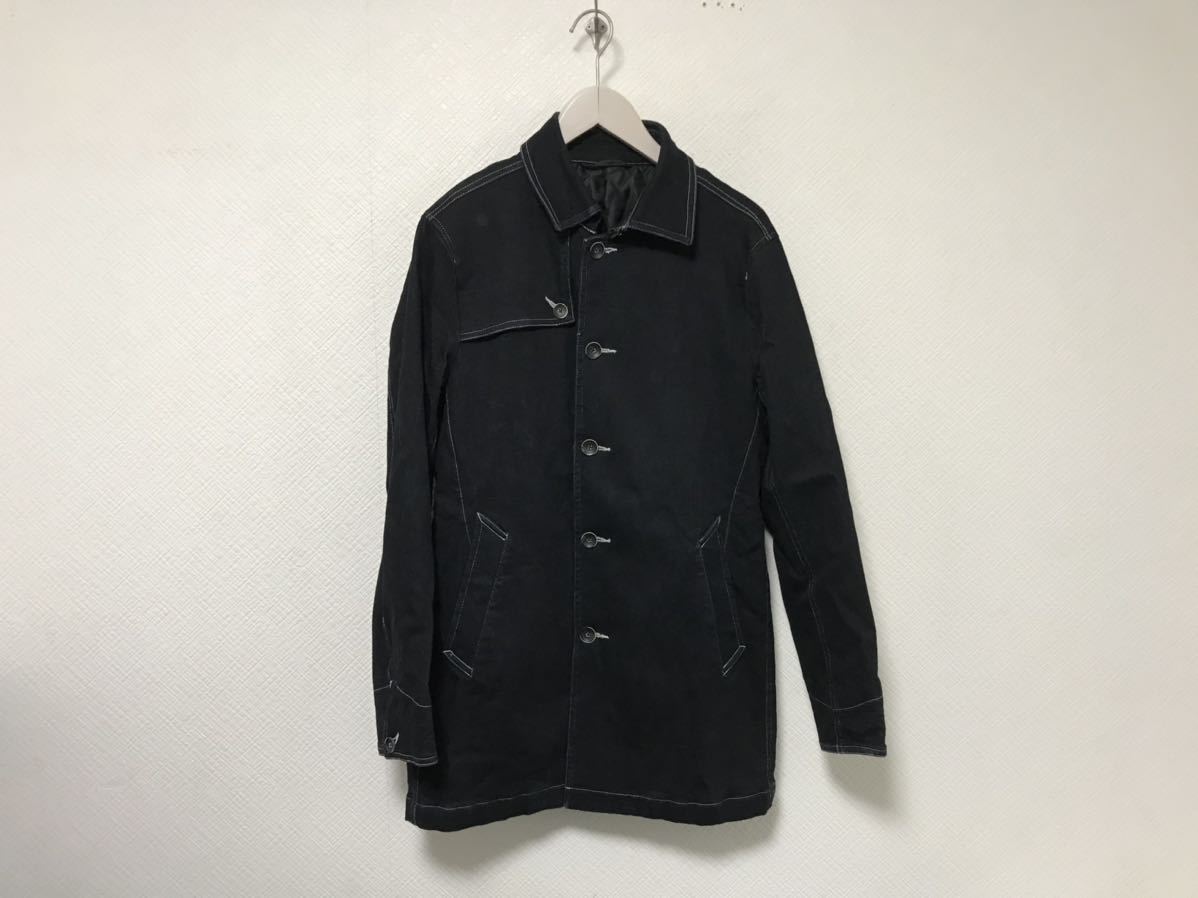 本物ハイダウェイニコルHIDEAWAYSNICOLEコットンデニムステンカラーコートジャケットメンズアメカジサーフビジネススーツ黒ブラックM46拍卖