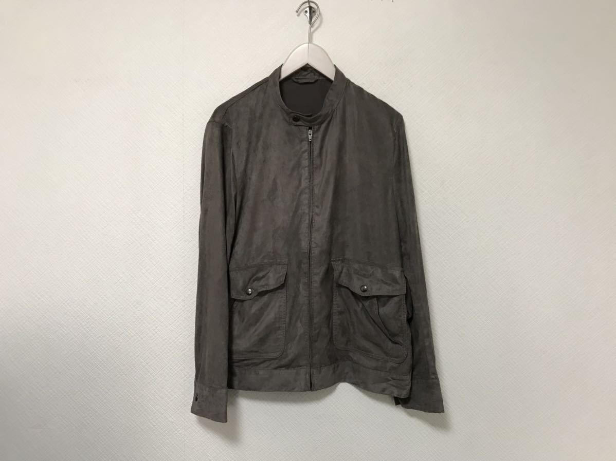 美品本物アバハウスABAHOUSEスエードタッチライダースジャケットメンズアメカジサーフビジネススーツミリタリーLグレー48拍卖