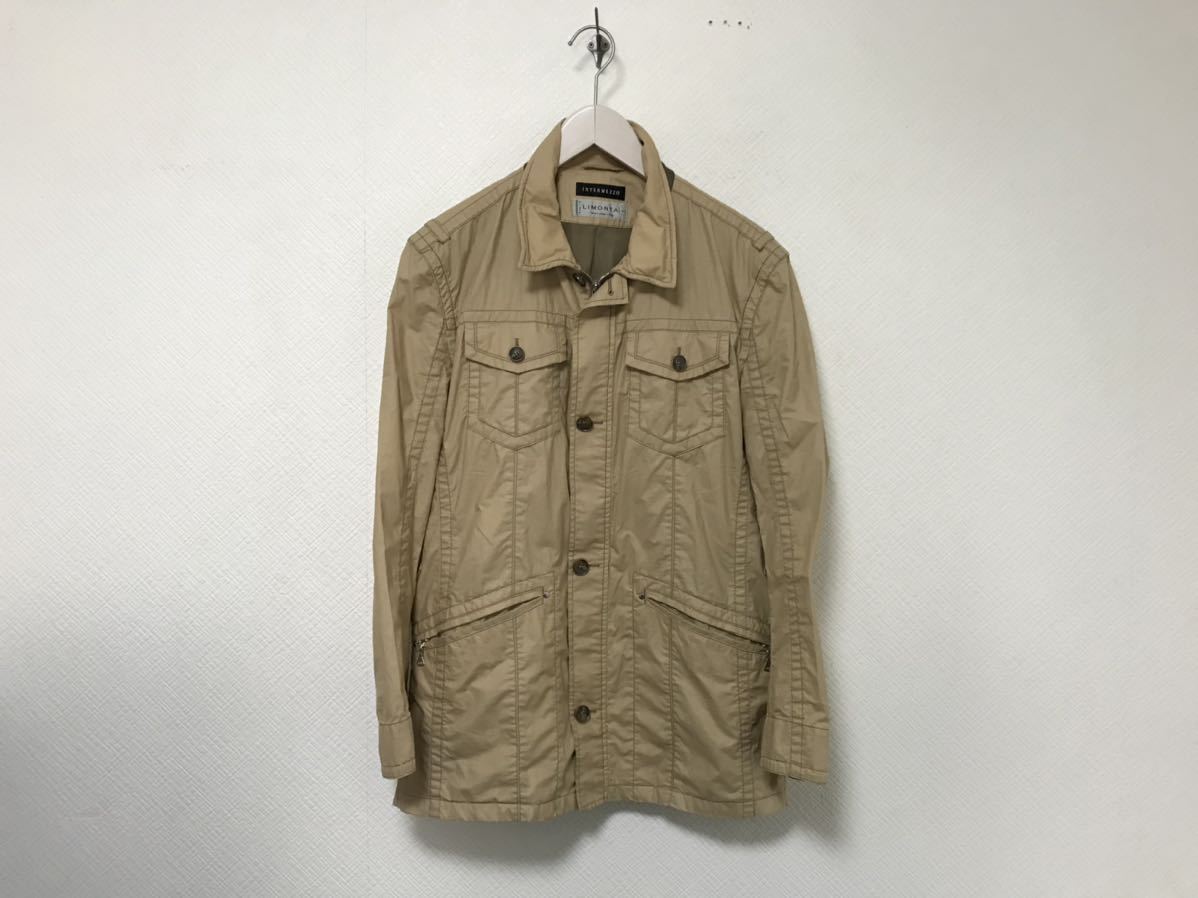 美品本物インターメッツォINTERMEZZOコットンジップファスナージャケットメンズアメカジサーフビジネススーツミリタリーベージュL拍卖