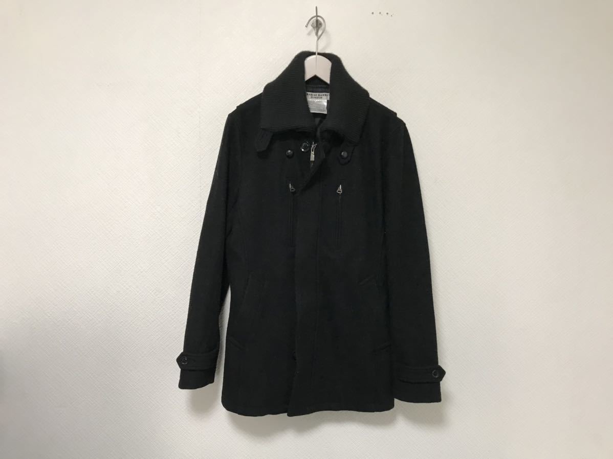 本物キャサリンハムネットロンドンKATHARINEHAMNETTウール襟リブステンカラーコートジャケットメンズアメカジサーフビジネススーツM黒拍卖