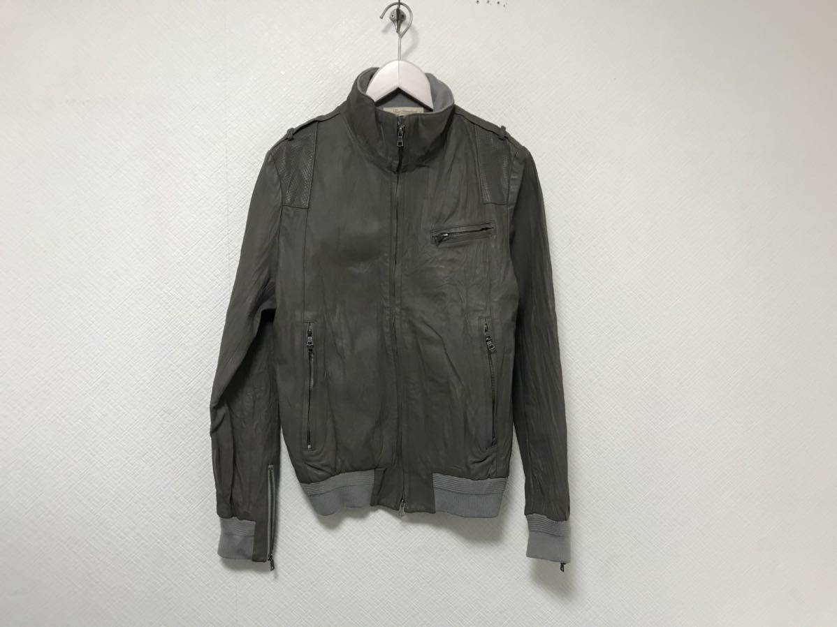 美品本物タススタンダードTASSSTANDARD本革レザーライダースジップジャケットコートメンズアメカジサーフビジネススーツグレーL拍卖