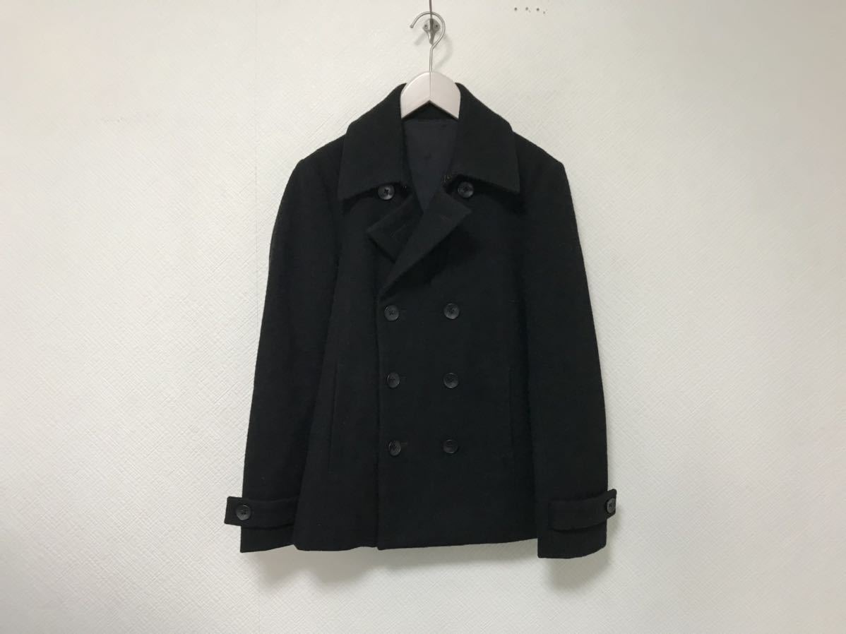 本物ステュディオスSTUDIOUSウールナイロンカシミヤミリタリーピーPコートジャケットメンズアメカジサーフビジネススーツ黒ブラックXS0拍卖