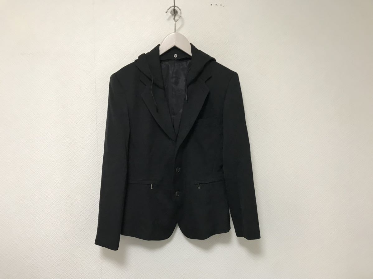 本物ニコルクラブNICOLECLUBウールパーカーテーラードジャケットジャケットメンズアメカジサーフビジネススーツ黒ブラック日本製S拍卖