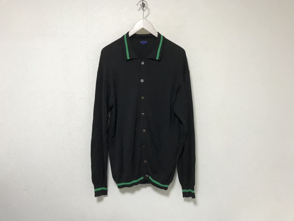 本物ビームスBEAMSコットンニットシャツ型長袖セーターカーディガンメンズミリタリーアメカジサーフビジネススーツL黒ブラック拍卖