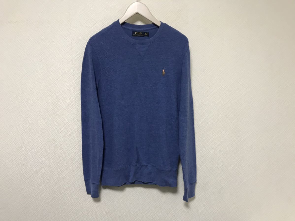 本物ポロラルフローレンPOLORALPHLAURENコットンスウェットトレーナー長袖ロンTメンズミリタリーサーフアメカジグレービジネススーツXS青拍卖