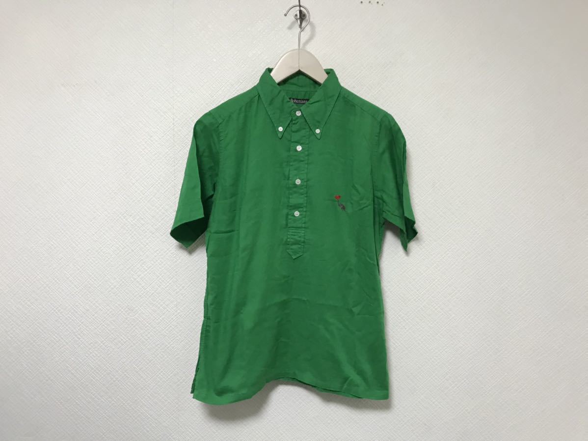 本物ボヘミアンズBohemiansコットンプルオーバー半袖シャツメンズアメカジサーフミリタリービジネススーツ緑グリーン1S日本製拍卖