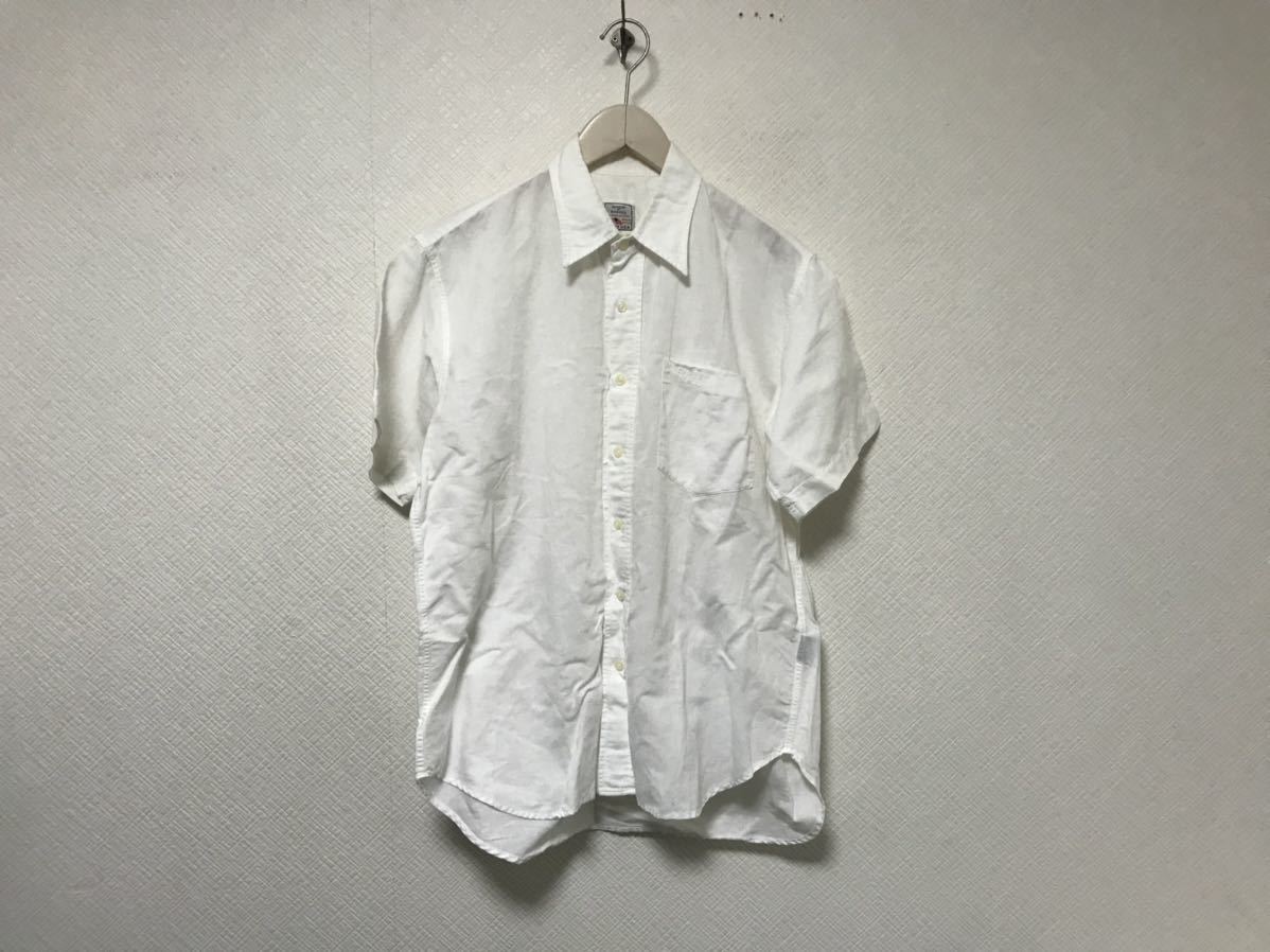 本物アヴィレックスAVIREXコットン麻リネンワーク半袖シャツメンズアメカジサーフミリタリービジネススーツ白ホワイトM拍卖