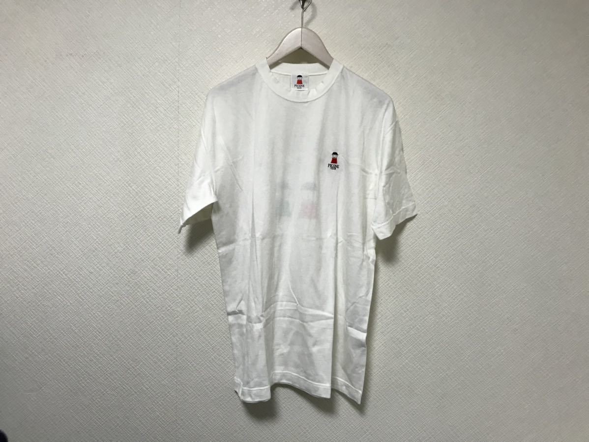 本物ピッコーネPICONEコットンロゴ刺繍プリントデカビッグ半袖TシャツメンズアメカジサーフミリタリービジネススーツXL白ホワイトO日本製拍卖