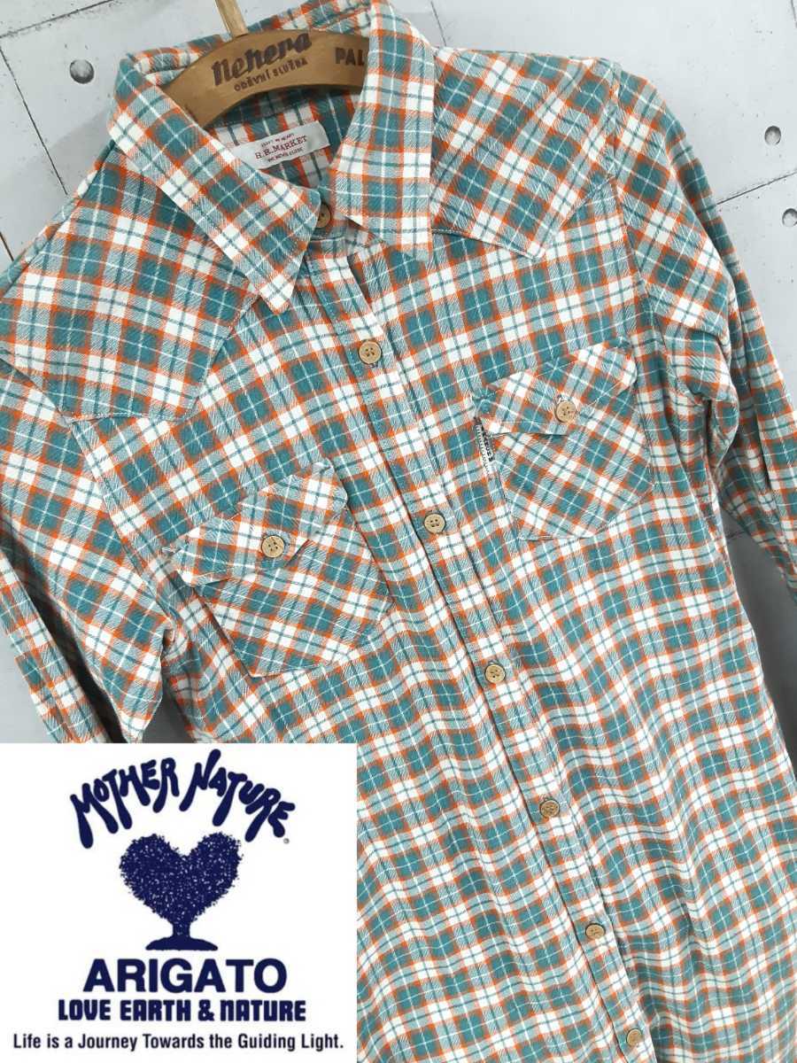 SALE!売り切り!HRM ハリウッドランチマーケット チェック シャツワンピース シャツ ワンピース シャツワンピ BLUEBLUE拍卖