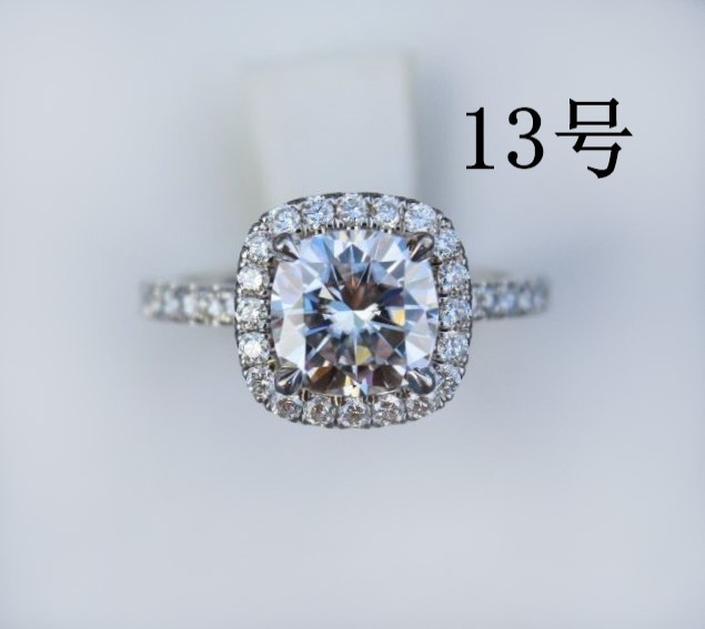 スクエアリング シルバー 13号 ジルコニア 普段使い 指輪 CZダイヤ スクエア リング キラキラ拍卖