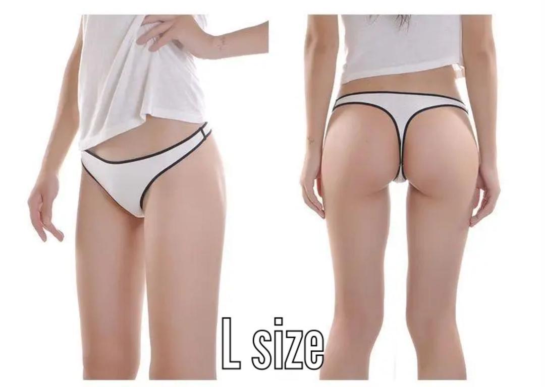 E-37.set割 Tバックショーツ レディース ホワイト×ブラック L拍卖
