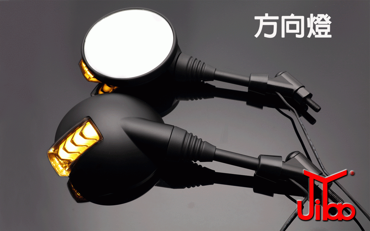 デイライト&流れるウインカー付きバックミラー 左右セット 【ブラックボディ】10mm 逆ネジ (シーケンシャルウインカー) JY002-M拍卖