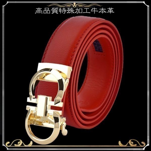 ベルト 【赤】【金∞】 レッド 穴なし 無段階調整ベルト ゴルフベルト 人気 オートロック メンズ 革 ジーンズ ビジネス ニフティ拍卖