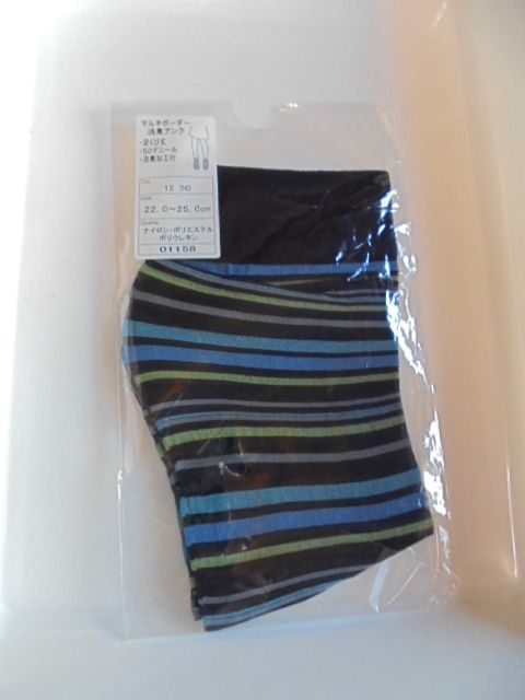 新品 マルチボーダー消臭アンク 足くび丈 22.0~25.0cm クロ ブラック 黒拍卖