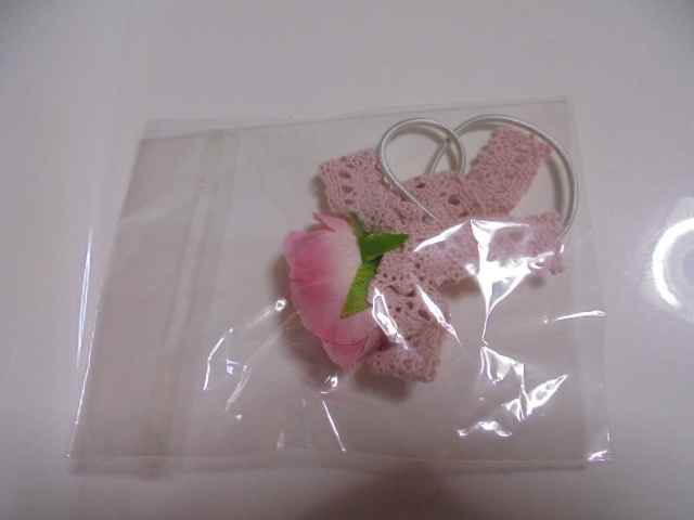 ハンドメイド レース 薔薇バラローズ ヘアゴム ピンク拍卖