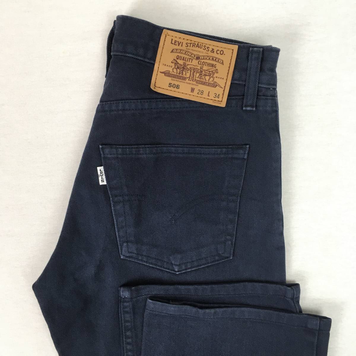 Levi's リーバイス 508 508-36 日本製 99年 ストレート パンツ W28 L34 ネイビー ジップフライ拍卖