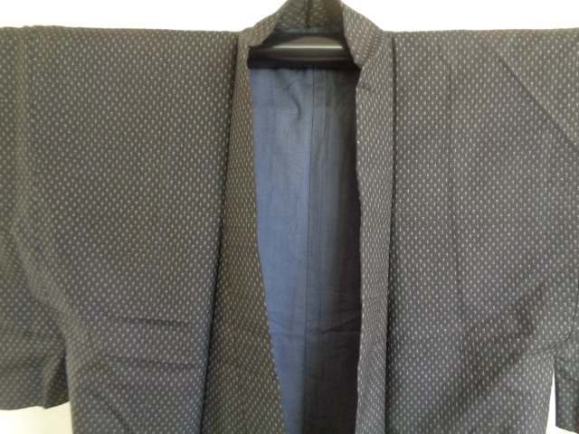 B563-80 正絹 蚊絣文 男性用 着物 裄65センチ 着丈130センチ 昭和レトロ アンティーク 拍卖