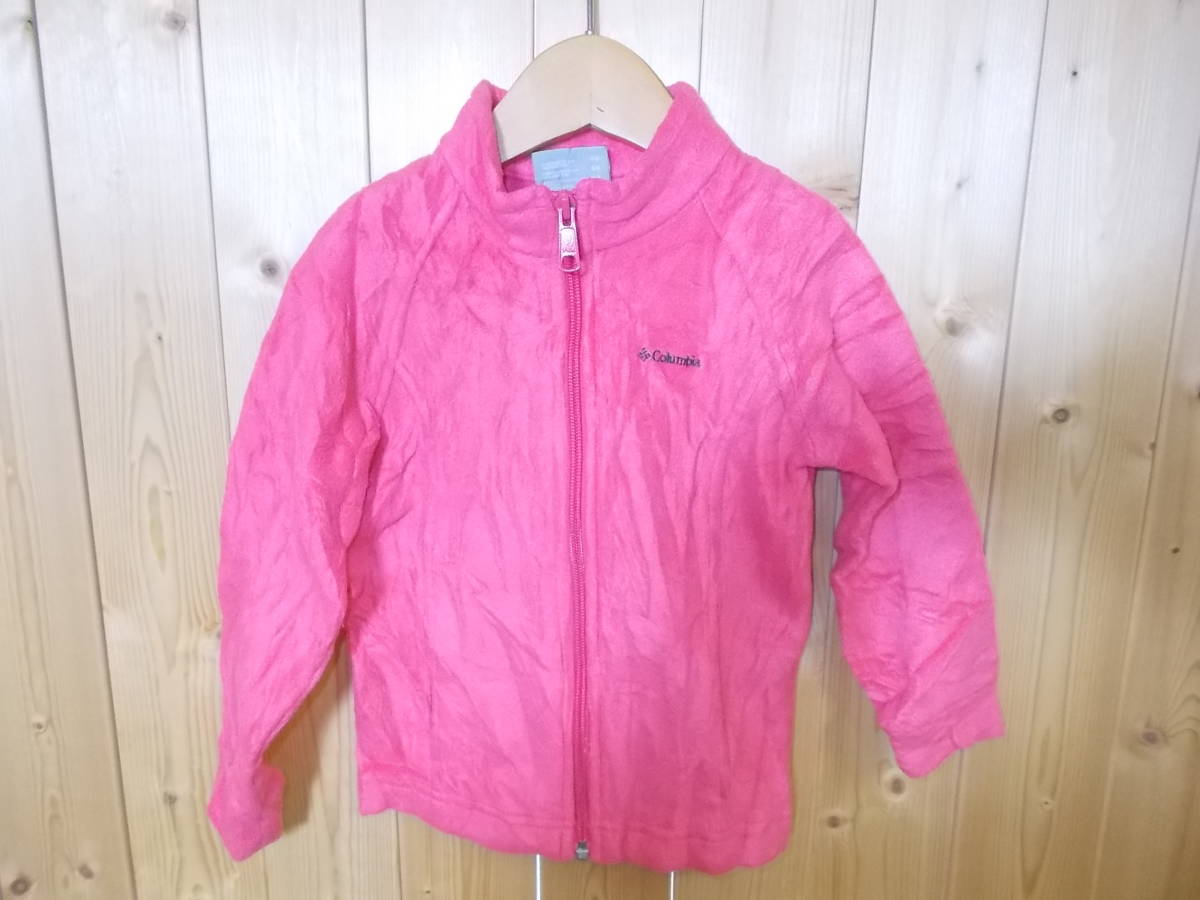 e251◆Columbia KIDS フリースジャケット◆サイズ4T 子供 ベビー ピンク色 海外古着 US古着 コロンビア ジップフリース 4L拍卖