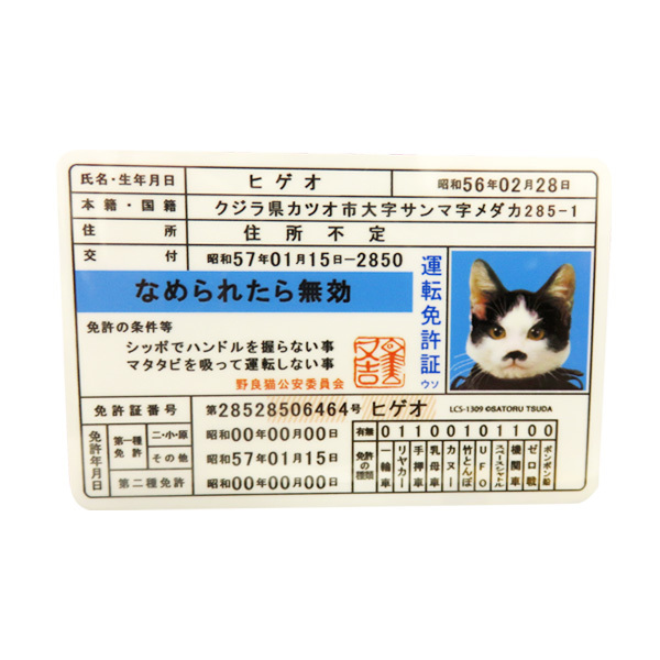 なめ猫 ステッカー 免許証 ヒゲオ なめんなよ デカール シール ネコ 車 リアガラス バンパー ゼネラルステッカー LCS-1309 ht拍卖
