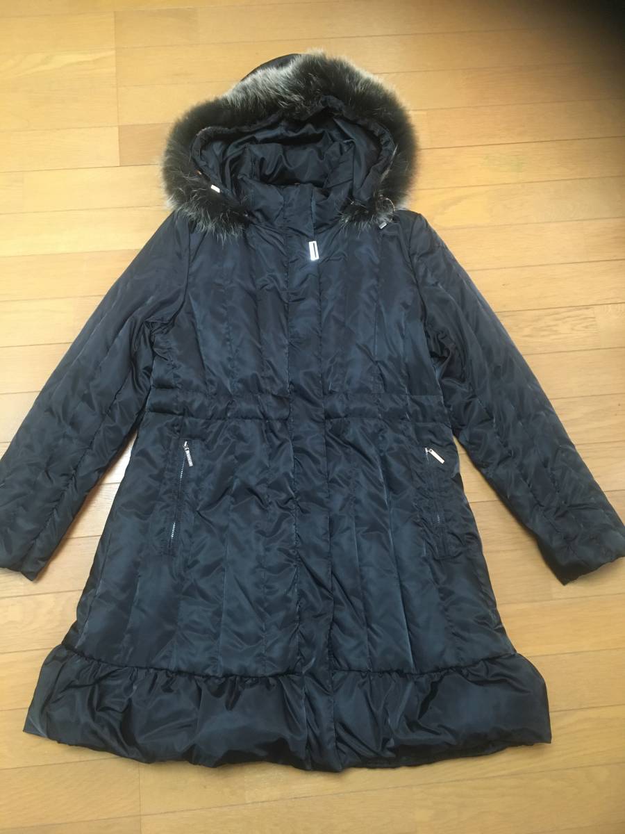 BALMAIN バルマン ダウンコート ブルーフォックスファー付き ブラック ダウンコート ロングコート Mサイズ レディース ダウン拍卖
