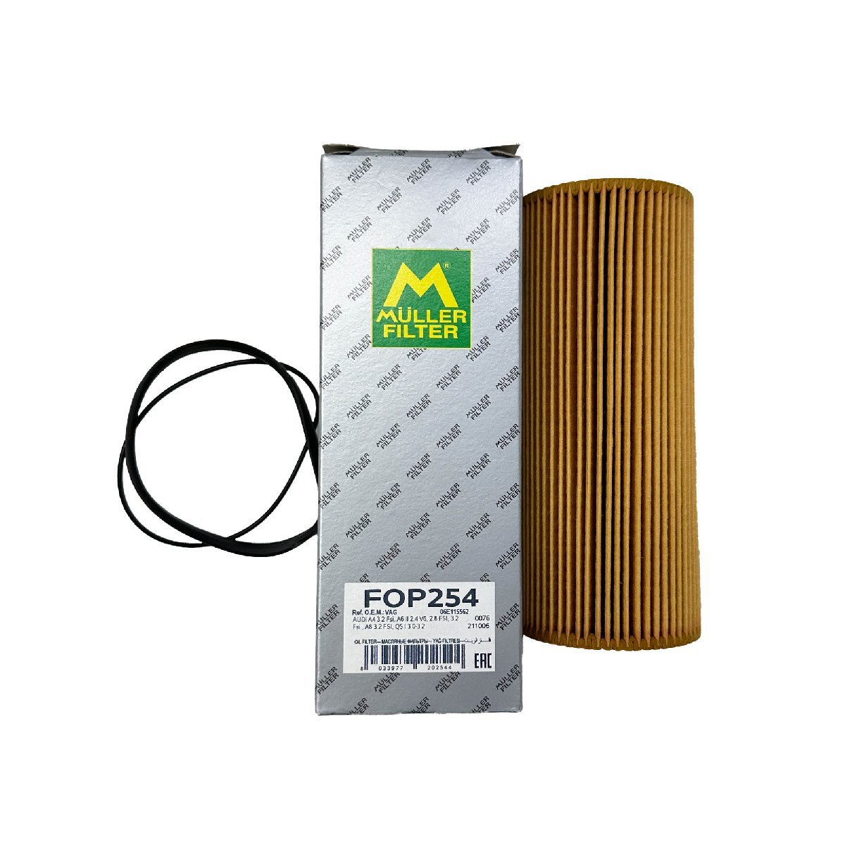 アウディ A6 2.8 FSI クワトロ 4FCCES 06E115562C FOP254 MULLER製 オイル エレメント フィルター拍卖