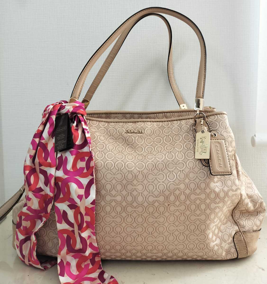 ★美品★COACH コーチ 3層構造 ビジネス トートバッグ★肩がけ,スカーフ付き★拍卖