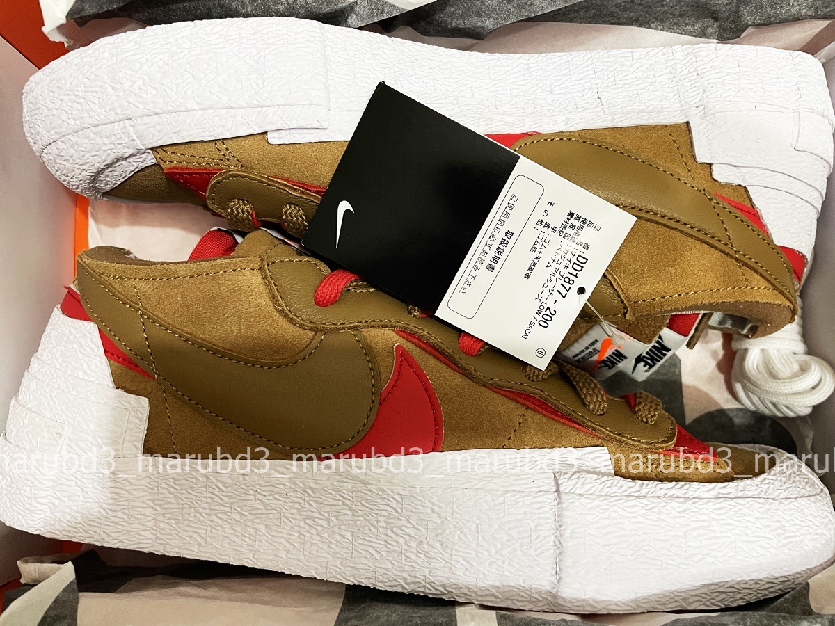 NIKE ナイキ BLAZER LOWブレザー Sacai サカイ BRITISH TAN (9)DD1877 200拍卖