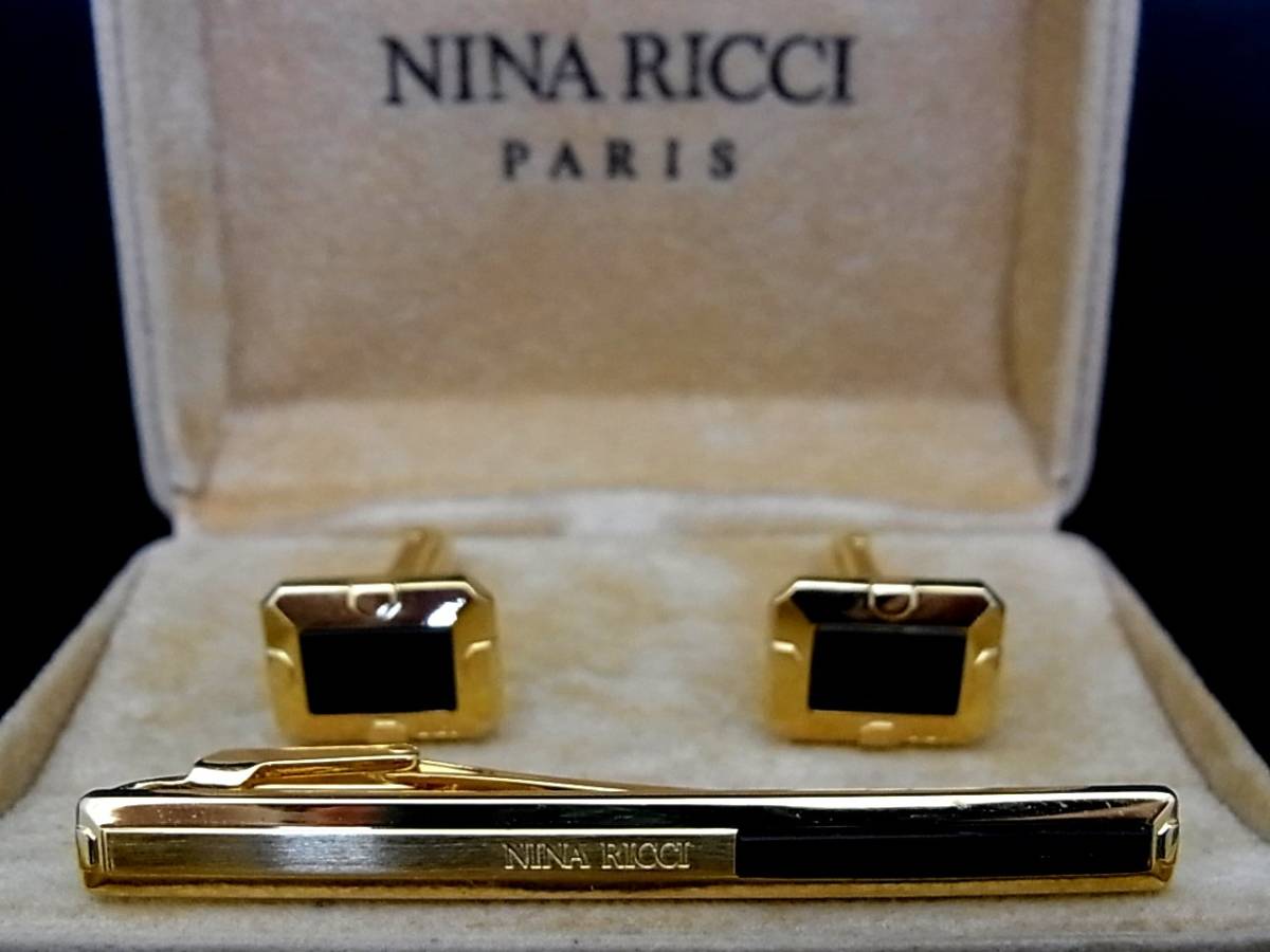 ◎№4074◎■新品■ニナリッチ【NINA RICCI】【ゴールド】■カフス&ネクタイピン セット♪拍卖