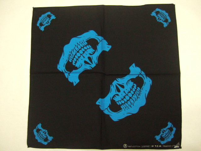 横浜最新 笑うドクロ 青☆魅惑のバンダナ 同梱4枚まで送料送料180円ξ☆Bξ ξ11s拍卖