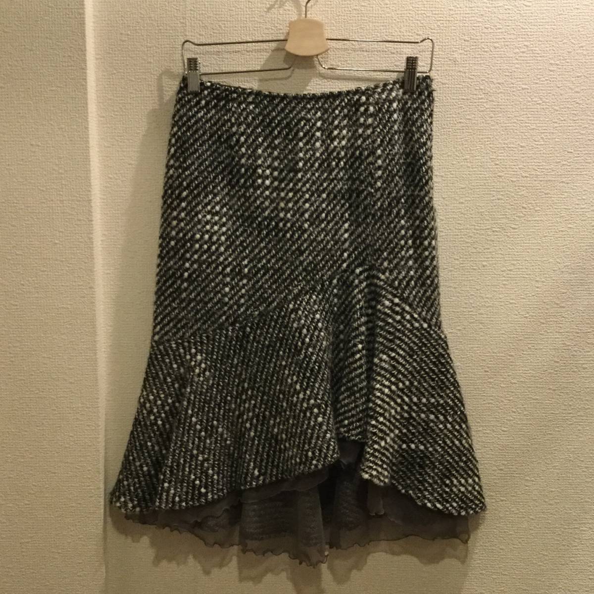 ミッシェルクラン 裏レース使い変形デザインスカート40/フレア系拍卖