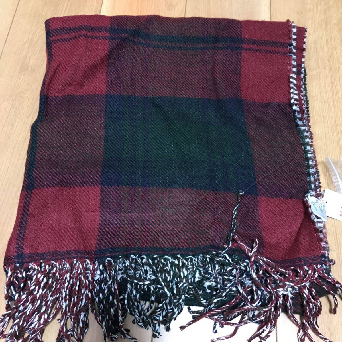 【新品】BEAMS HEART チェック千鳥ストール 約160cm×約80cm ビームス拍卖