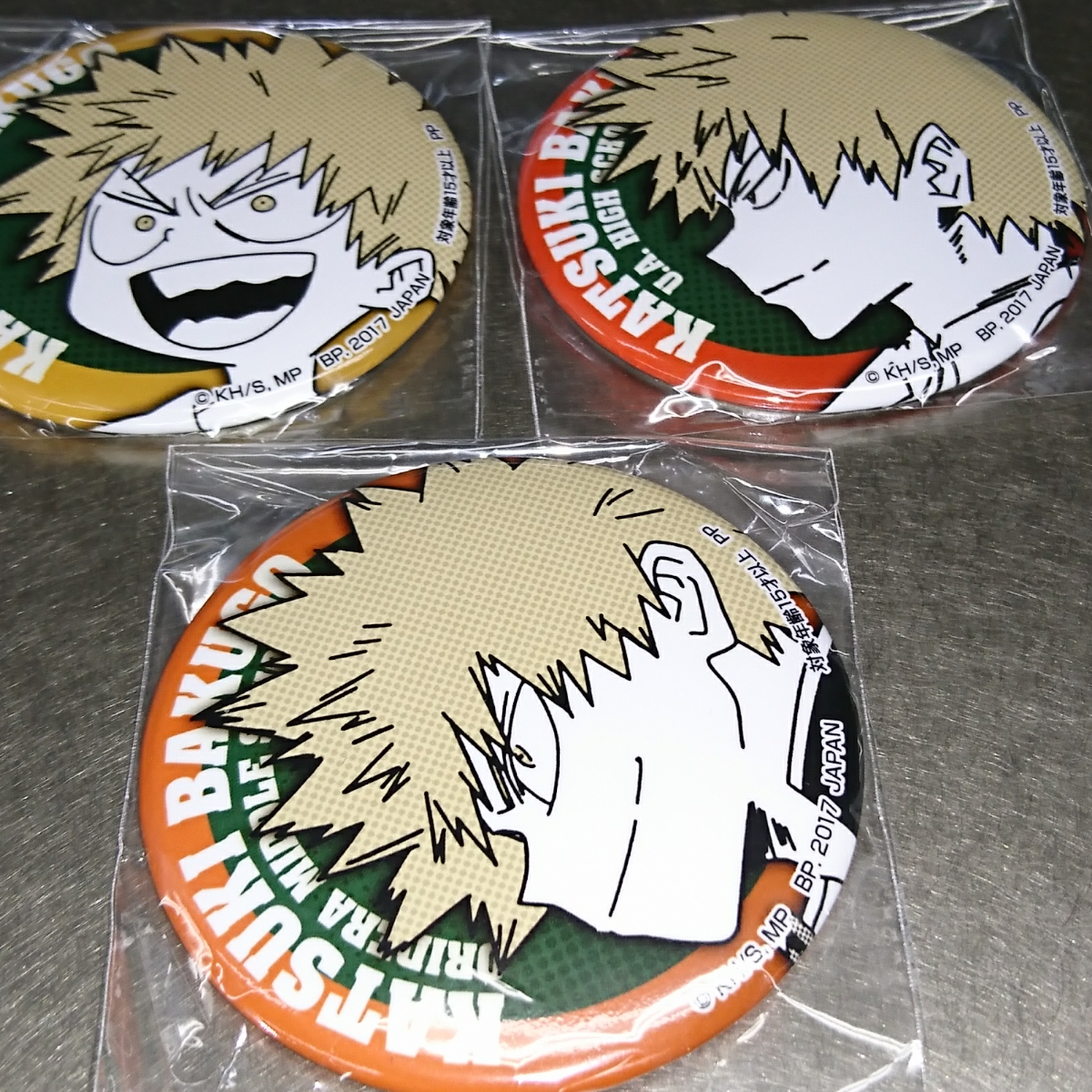 僕のヒーローアカデミア プライズ バラエティ缶バッジ 缶バッジ 爆豪勝己 三個セット a拍卖