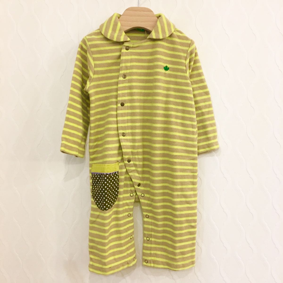 【新品未使用】RAG MART ラグマート ロンパース ブラウン イエロー ボーダー ベビー 70cm カバーオール つなぎ マスタード ブラウン拍卖
