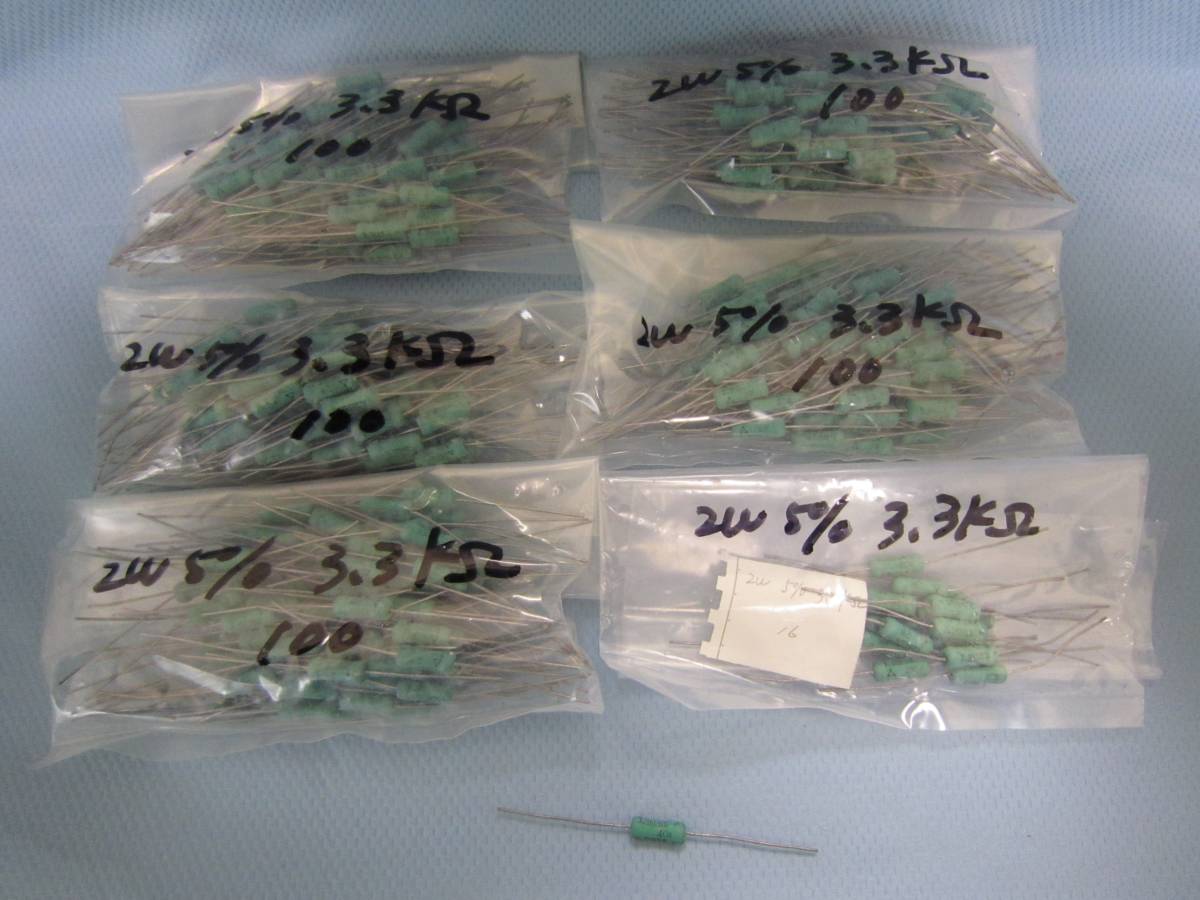 固定抵抗、巻線抵抗器、 金属膜抵抗器、2W 5% 3.3KΩ *516個拍卖
