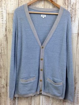 良品・good thing ワッフル地カーディガン 水色 Lサイズ ポケット拍卖