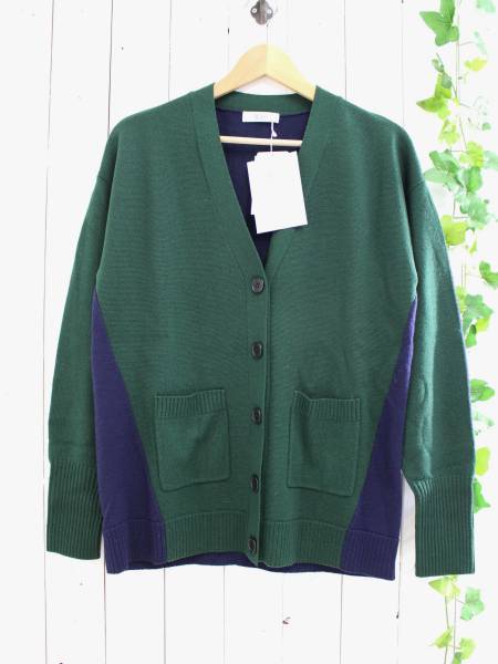 定価3万2千円 新品*BODY DRESSING ボディドレッシング*ウール100% 配色カーディガン 38(M)拍卖