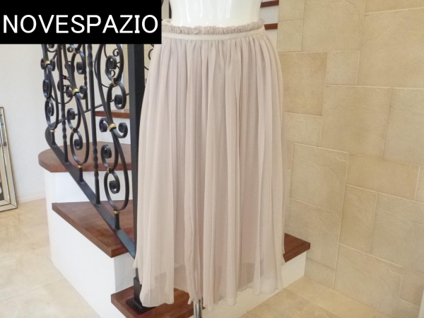 3万 新品 NOVESPAZIOノーベスパジオ★★ ベージュ プリーツ シフォン スカート 38 M相当拍卖