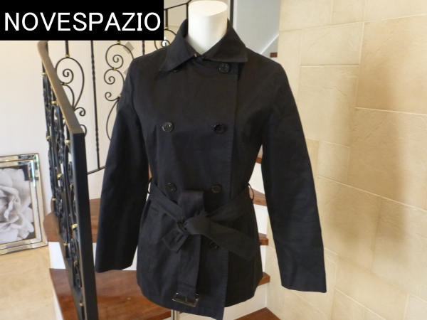 6万★美品NOVESPAZIOノーベスパジオ 38 黒 ブラック トレンチコートM相当拍卖