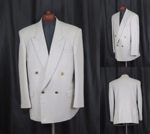 ★☆ AB3 ダブル4B×1 ピーク衿 ジャケット 新品 秋冬 白鼠系 日本製 ☆★拍卖