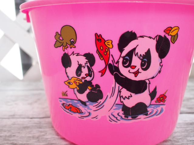 レトロビンテージ雑貨*ピンク可愛いパンダのバケツ☆玩具遊びディスプレイ拍卖
