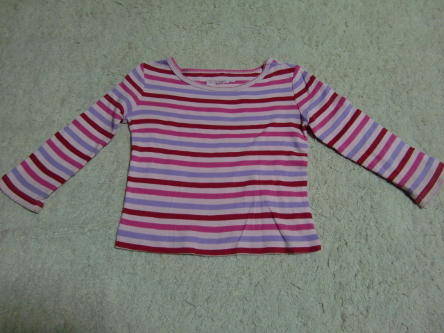USED★baby Gapピンク系ボーダーロンT 90cm♪拍卖