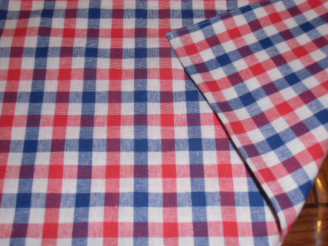 No.144 大判裏付ランチョンマット&巾着 ハンドメイド 40x60 チェック トリコロールカラー拍卖